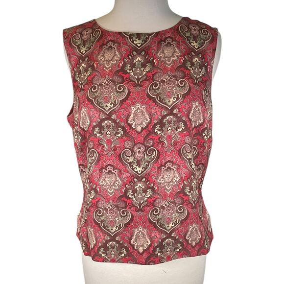 Vintage Charter Club Petite Y2K 100% Silk Sleeveless Top Cranberry Size 12P NWT - Picture 1 of 8
